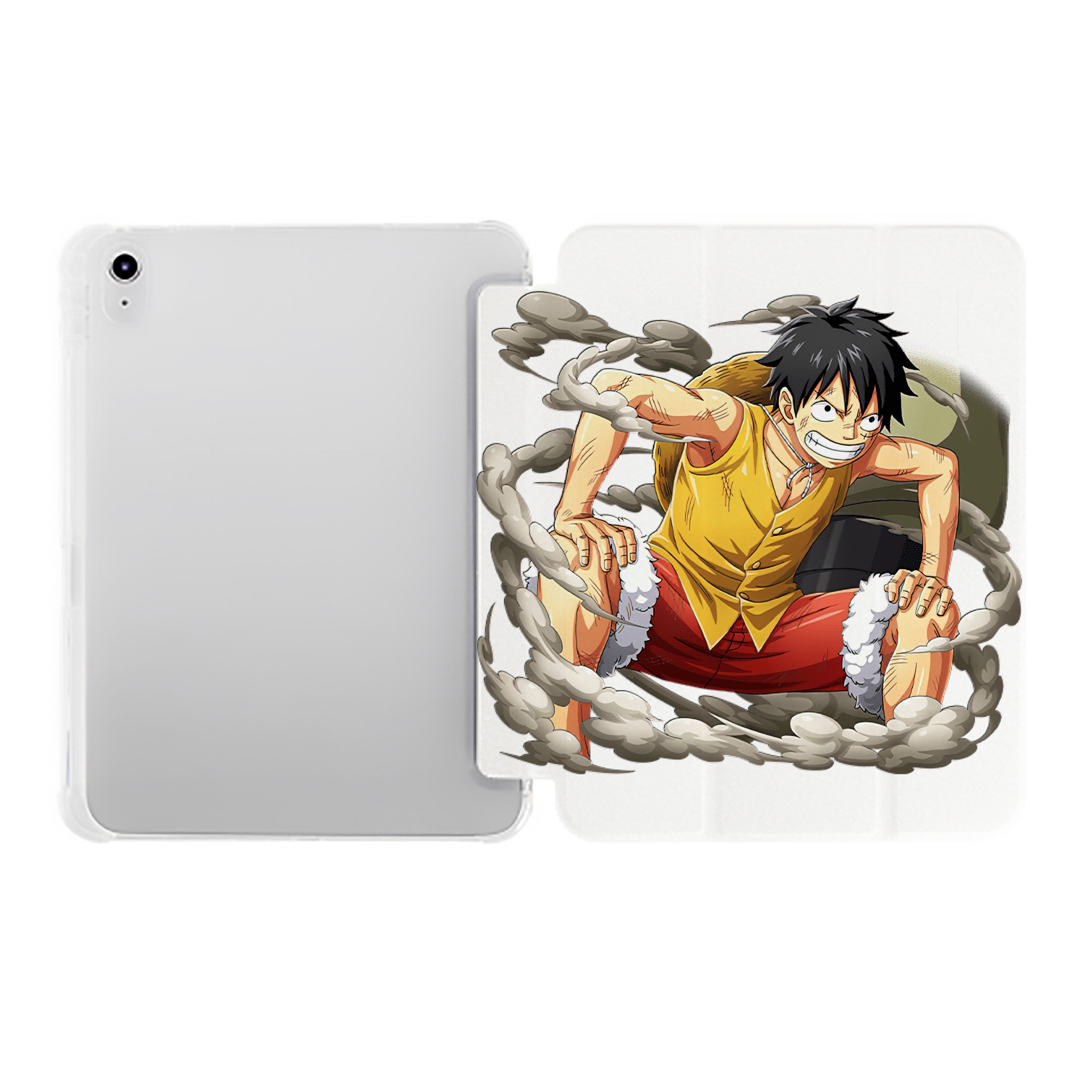 （画像用） ワンピース モンキー・D・ルフィ ONE PIECE Monkey D. Luffy IPad ケース ペン収納付き 三つ折りスタンド PUレザー×シリコン 対応機種9.5/10.5/10.9インチ